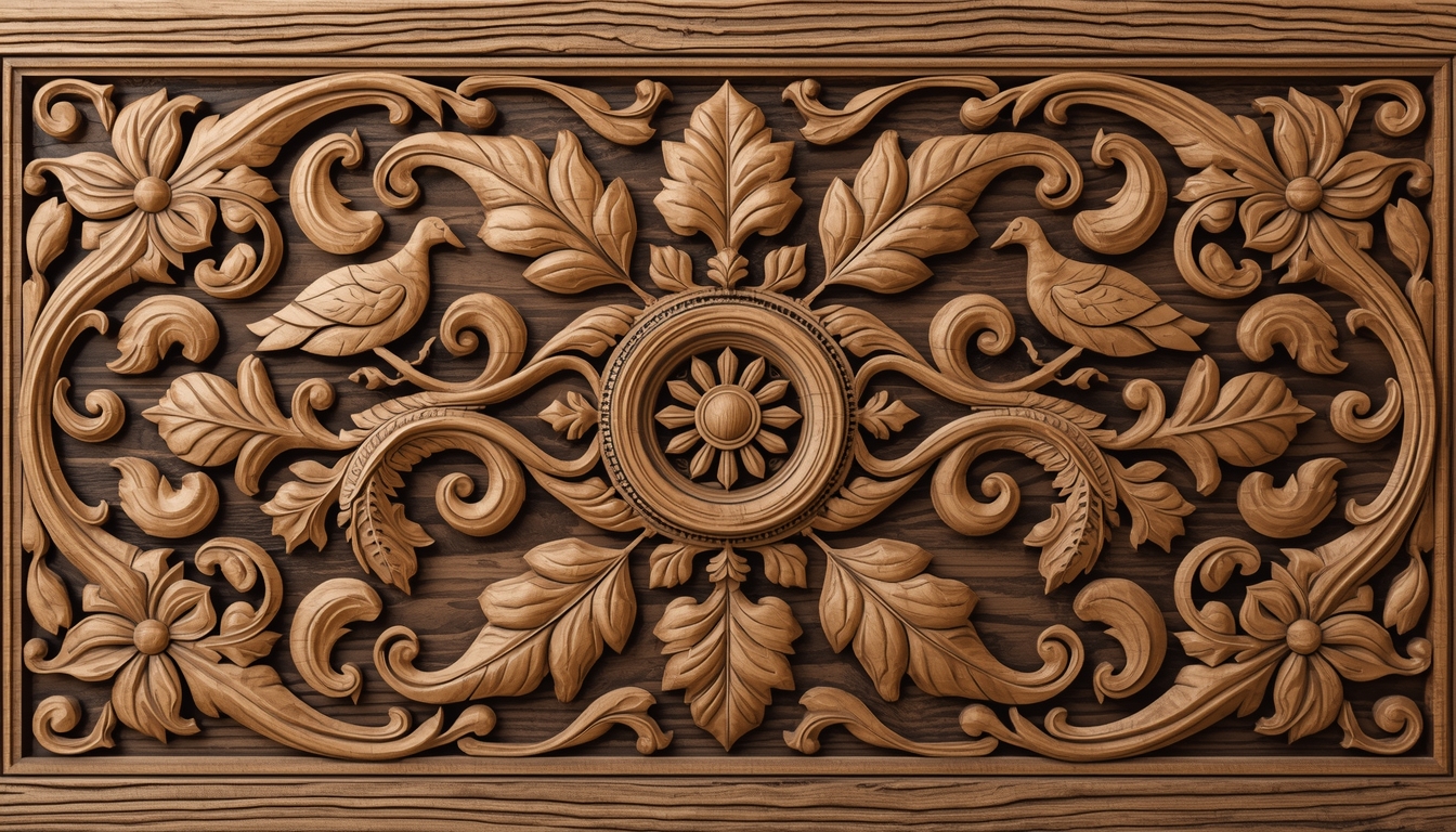 Lesena dekoracija ročno izrezljana iz orehovega lesa